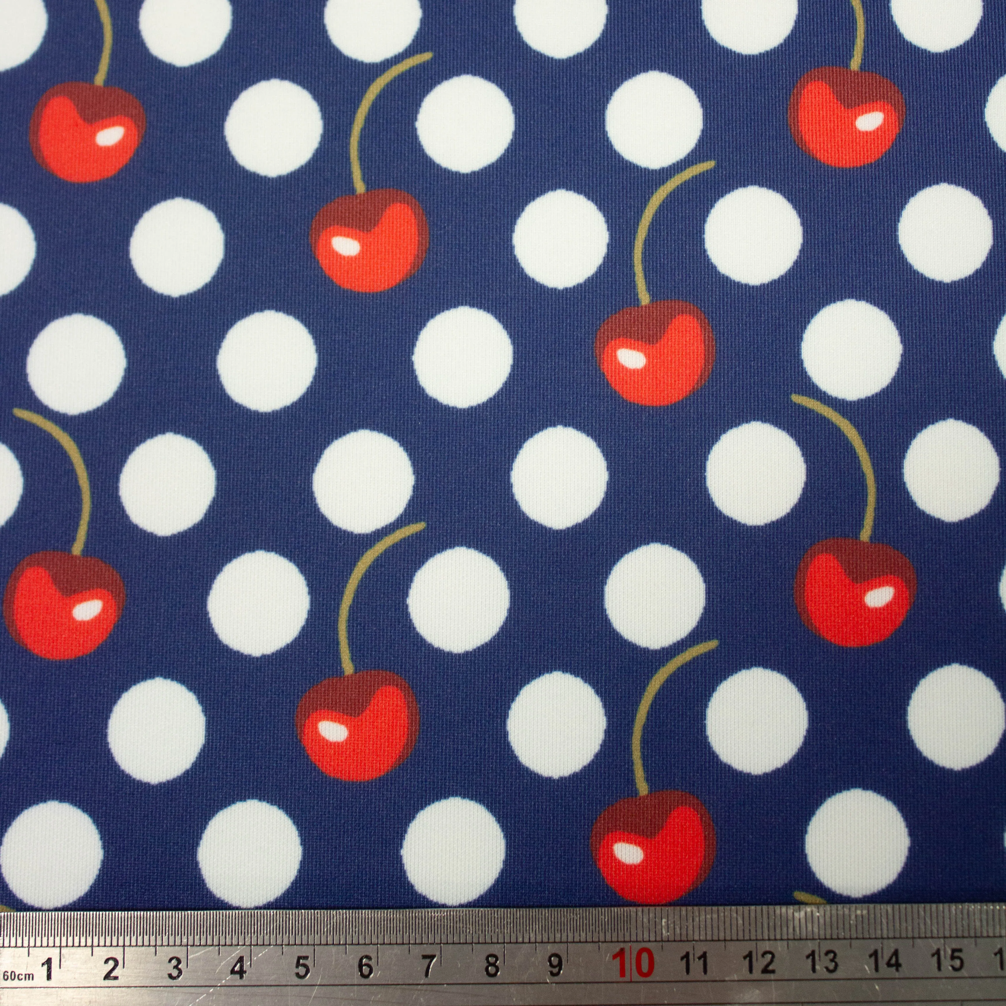 Cerise Cherry Dot Polyester Jersey Stretch