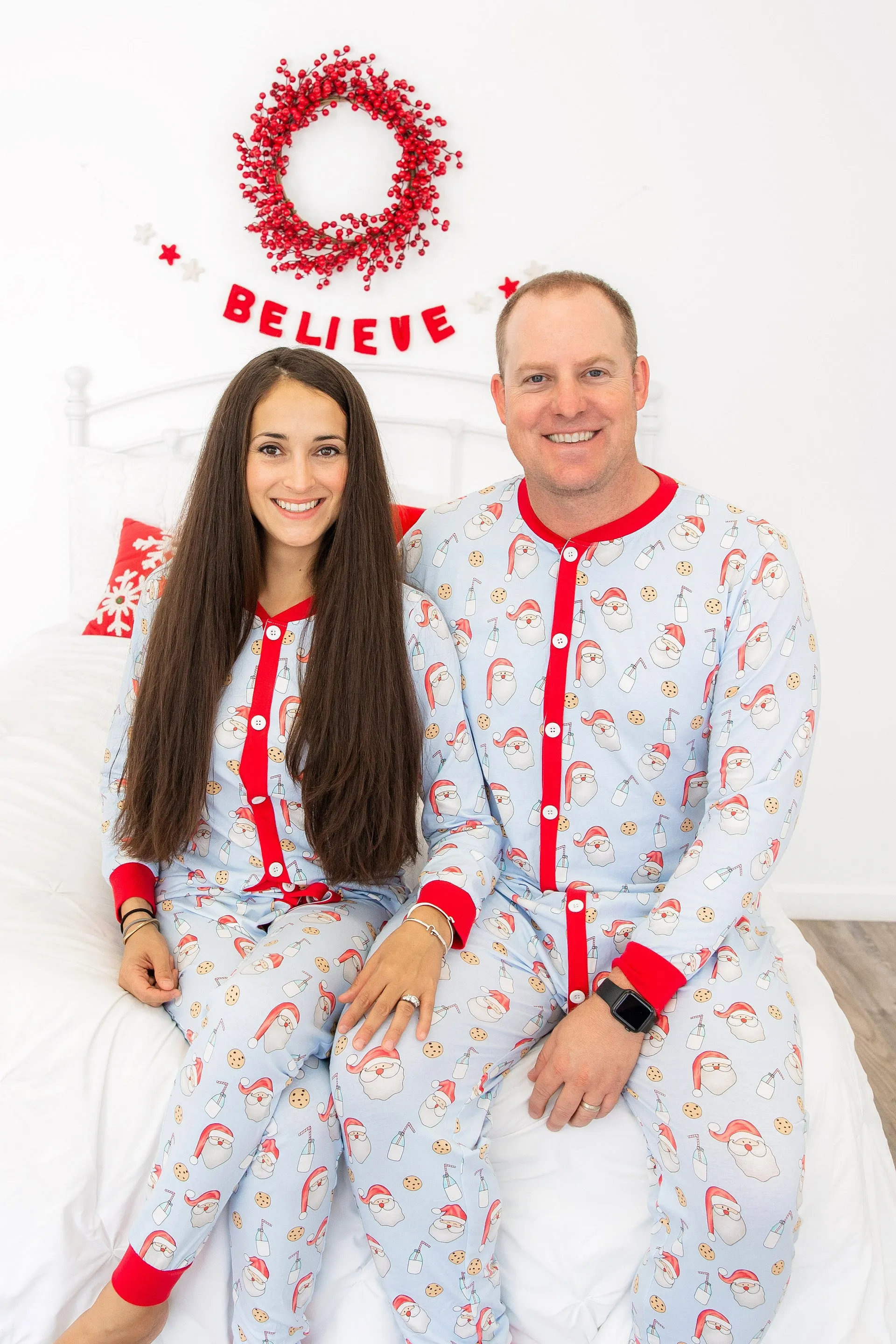 Christmas One Piece Jammies Pajama Flap Santa Milk and Cookies Kids and Adults