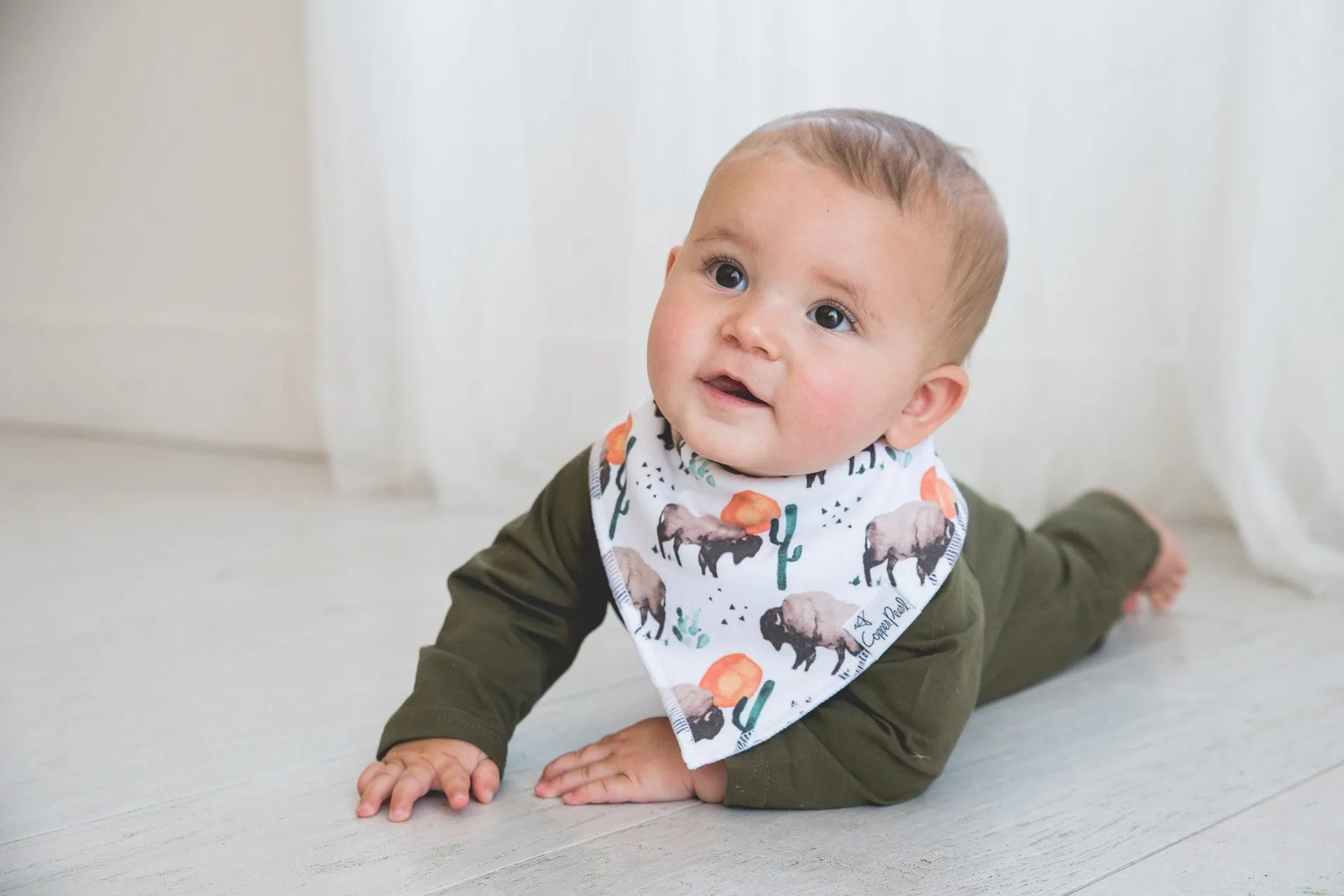Copper Pearl Bison Bandana Bib Set