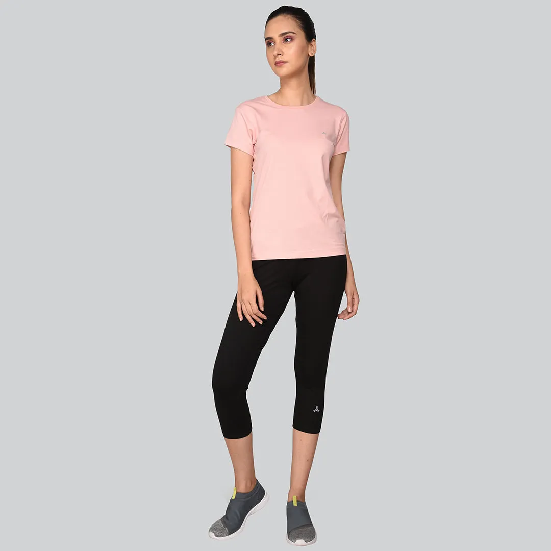 Crew Neck Solid T-Shirt - Rose Pink