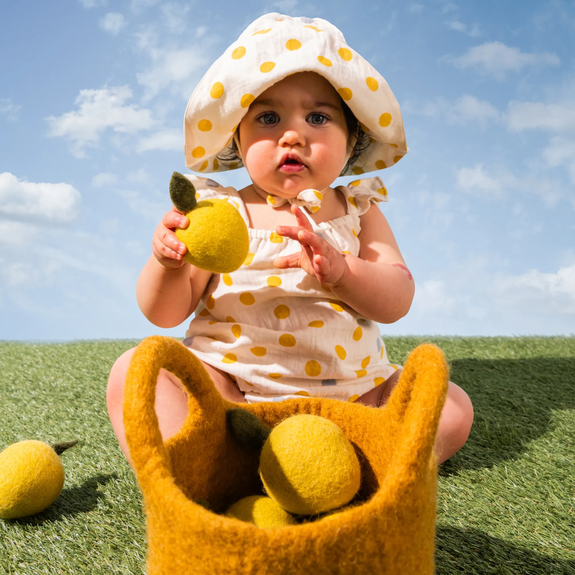 Crinkle Muslin Sunhat - Polka Dot Print