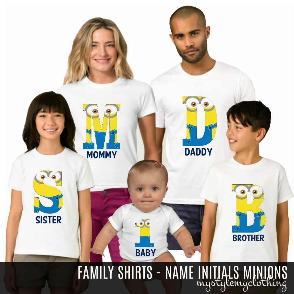Family Set Shirt - Minions Name Initials