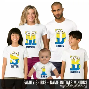 Family Set Shirt - Minions Name Initials