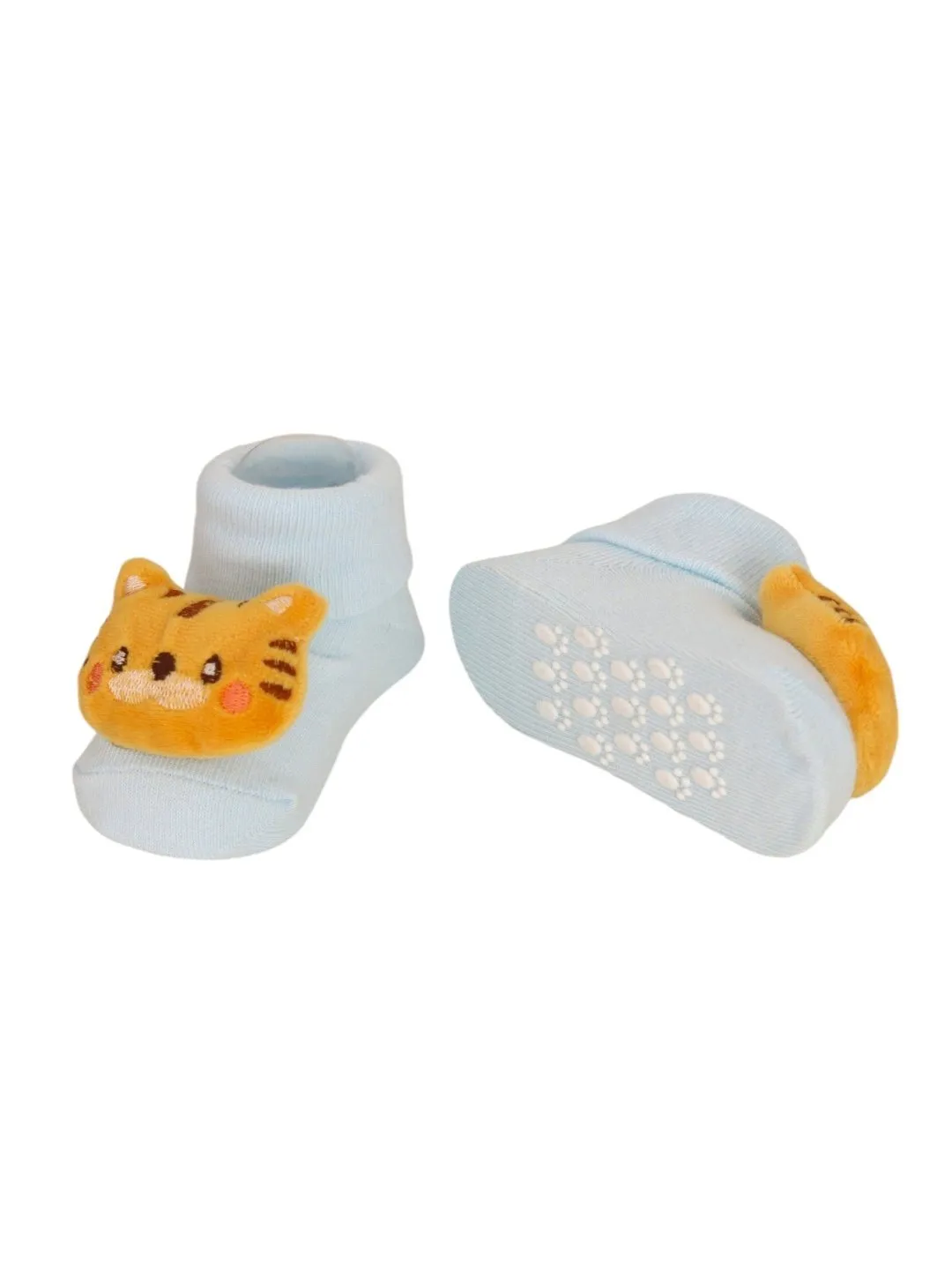 Fashionable Tiger-Themed Cotton Rattle Sock Set for Boys