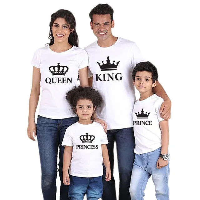 Father Mother Daughter Son Crown T Shirt And Family Matching Sets