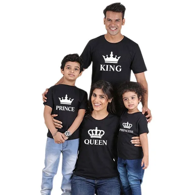 Father Mother Daughter Son Crown T Shirt And Family Matching Sets