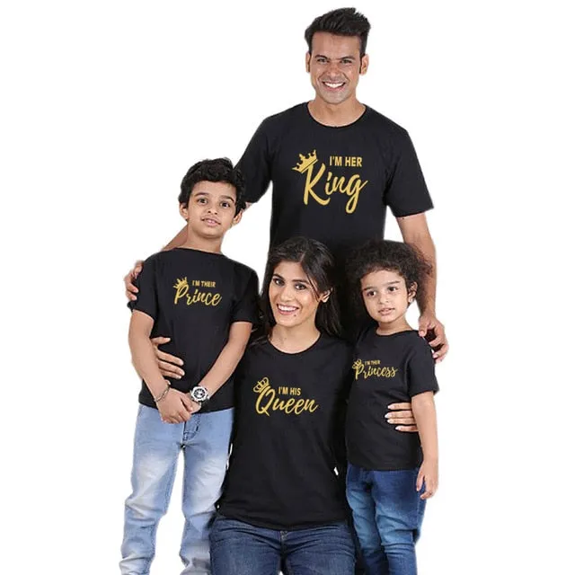 Father Mother Daughter Son Crown T Shirt And Family Matching Sets