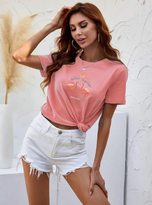 Flamingo Printed Cotton T-shirt