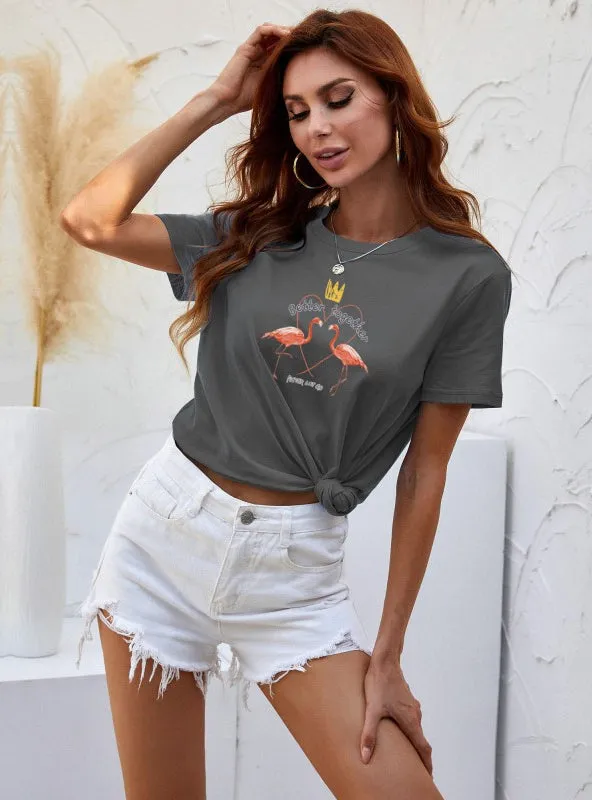 Flamingo Printed Cotton T-shirt