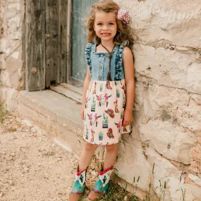 Floral Skull Denim Dress Kid (6-7)