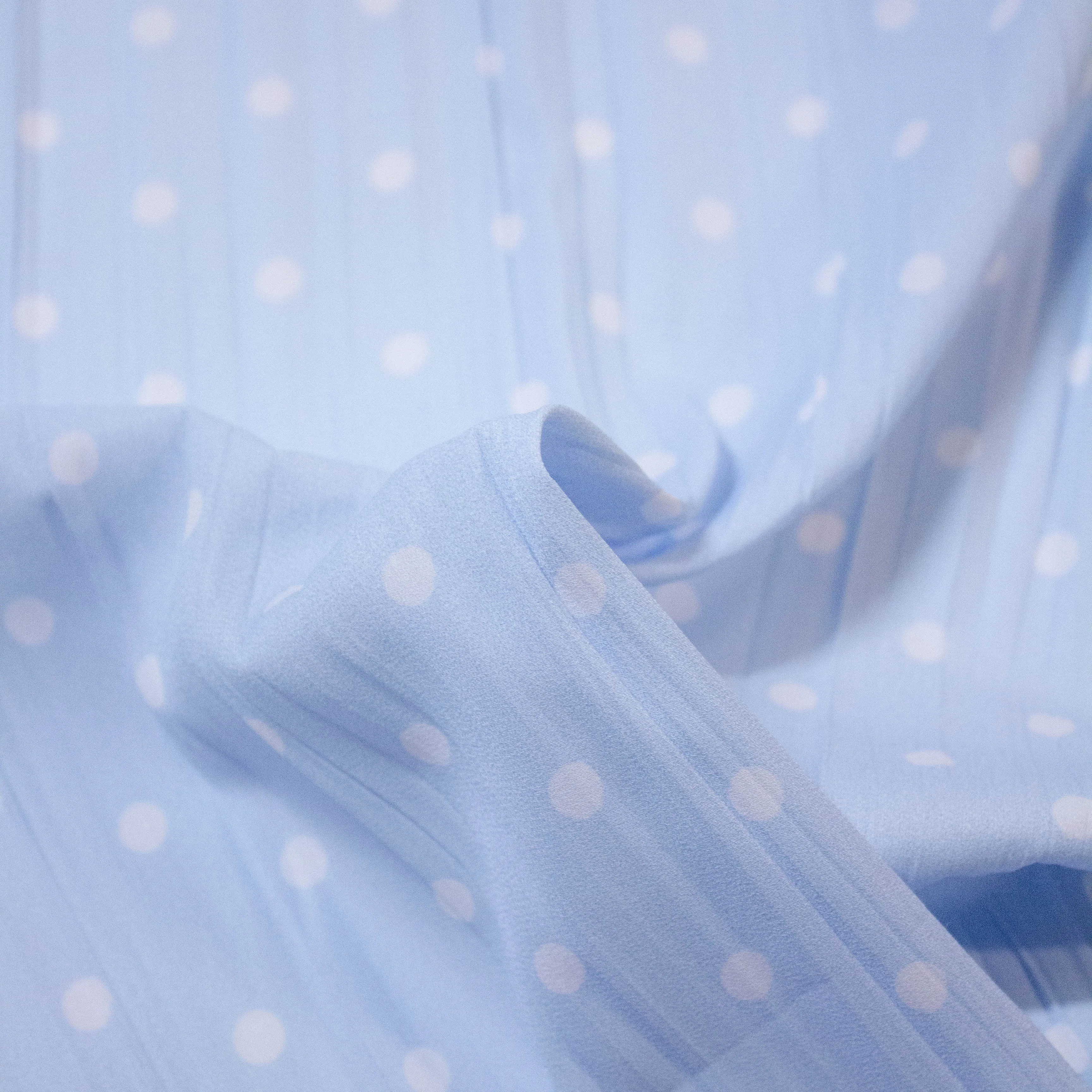 Frann Light Blue Polka Dot Polyester