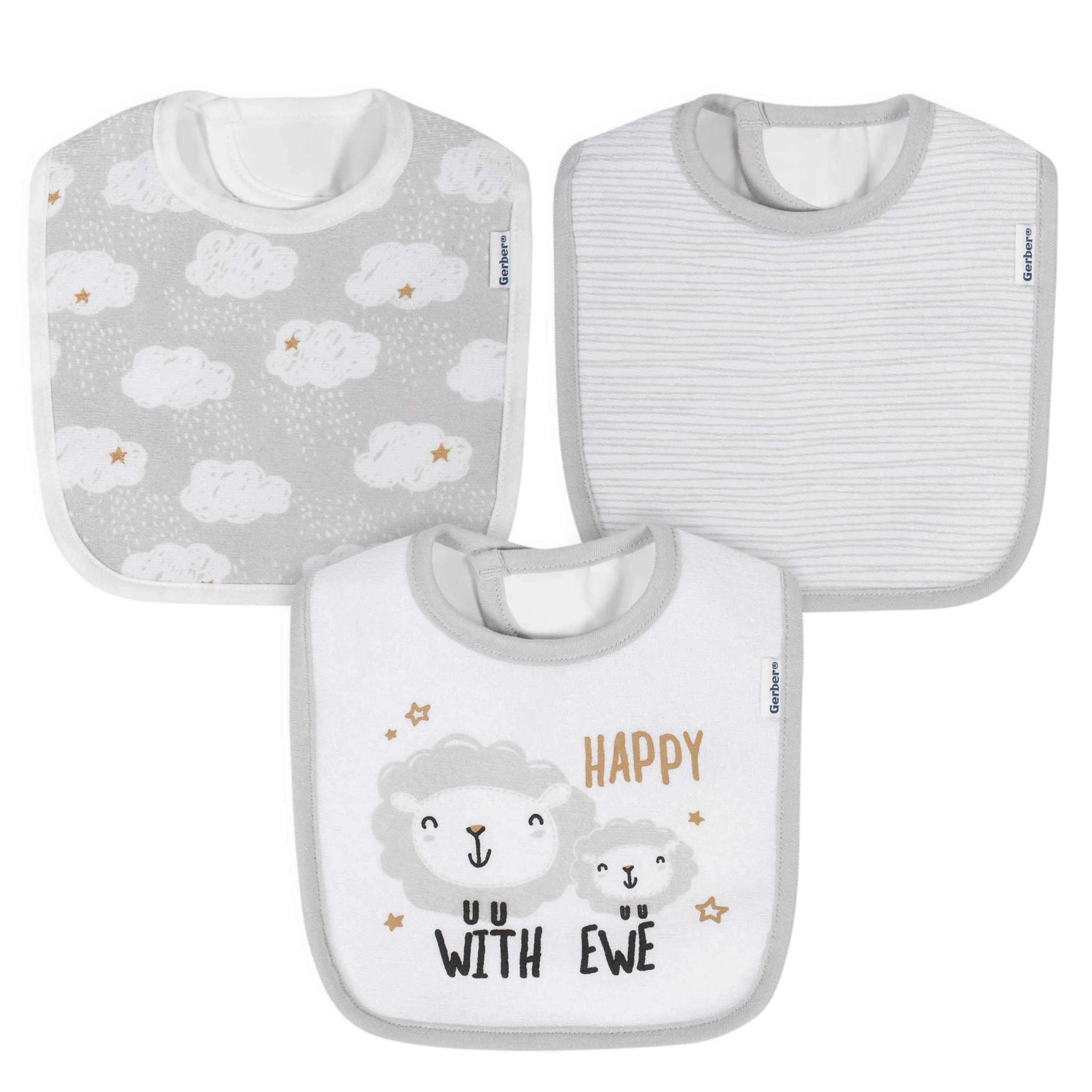 Gerber® 3-Pack Baby Unisex Lamb Terry Bibs