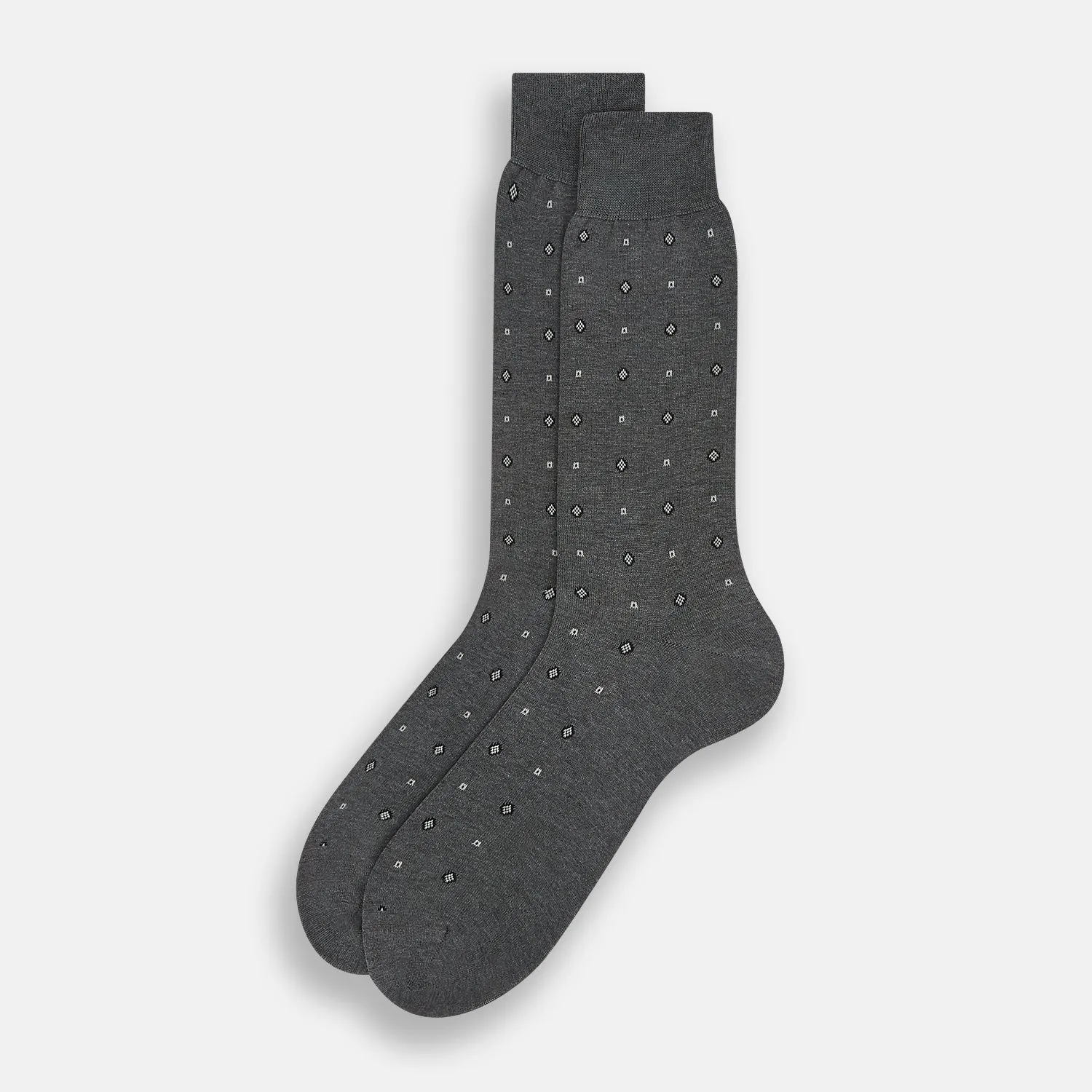 Grey Patterned Mid-Length Socks