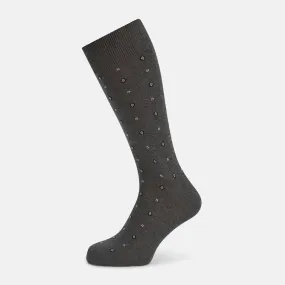 Grey Patterned Mid-Length Socks
