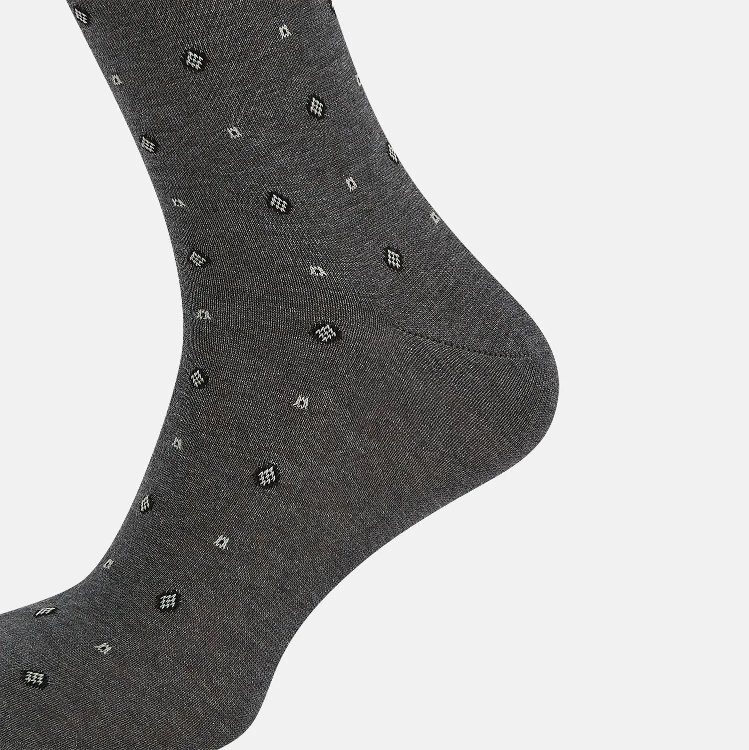 Grey Patterned Mid-Length Socks