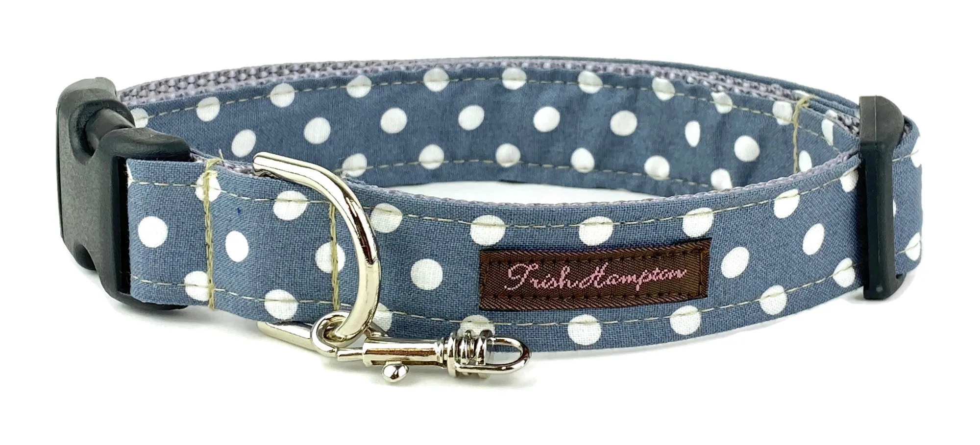 Grey/White Polka Dot Dog Collar - 511