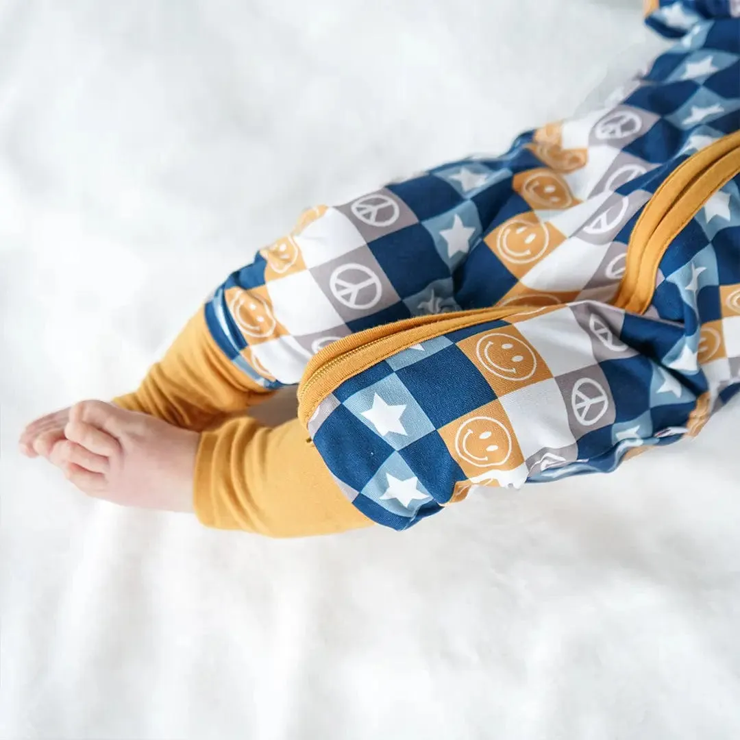 Happy Daze Blue Bamboo Convertible Romper Pajamas