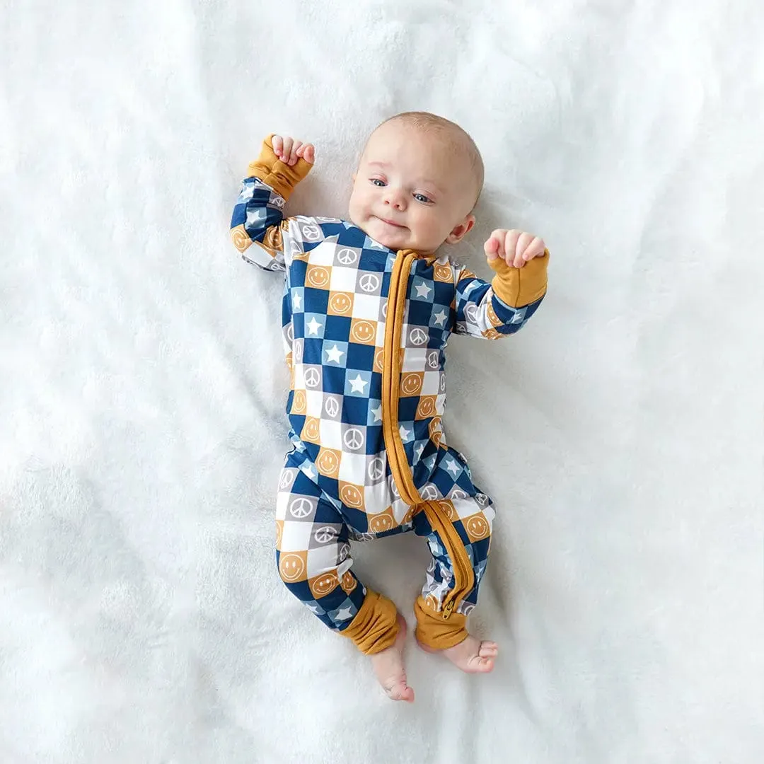 Happy Daze Blue Bamboo Convertible Romper Pajamas