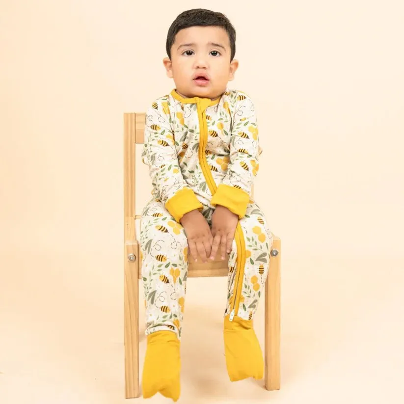 Happy Honey Bees Bamboo Convertible Baby Pajamas