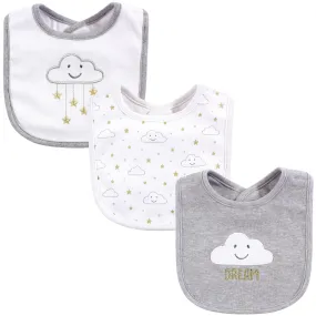 Hudson Baby Cotton Bibs, Gray Cloud