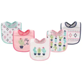 Hudson Baby Cotton Bibs, Pink Cactus