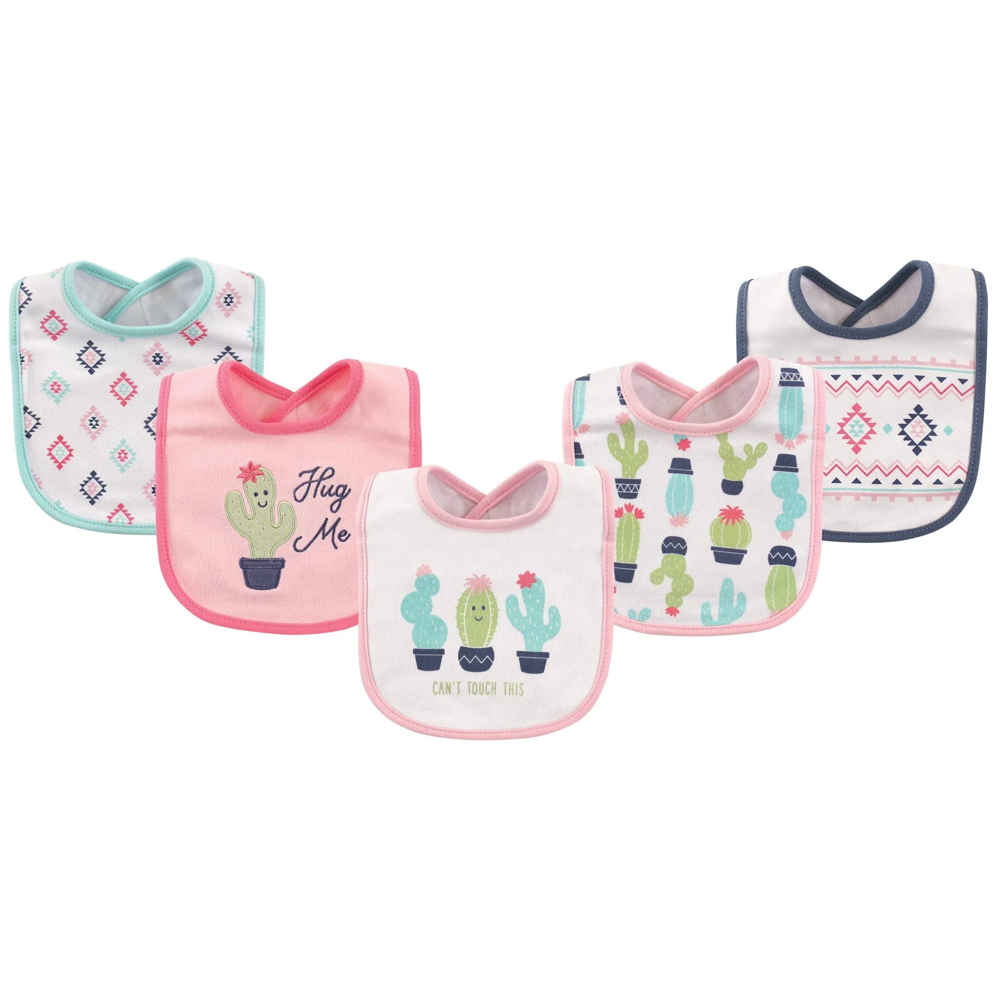 Hudson Baby Cotton Bibs, Pink Cactus