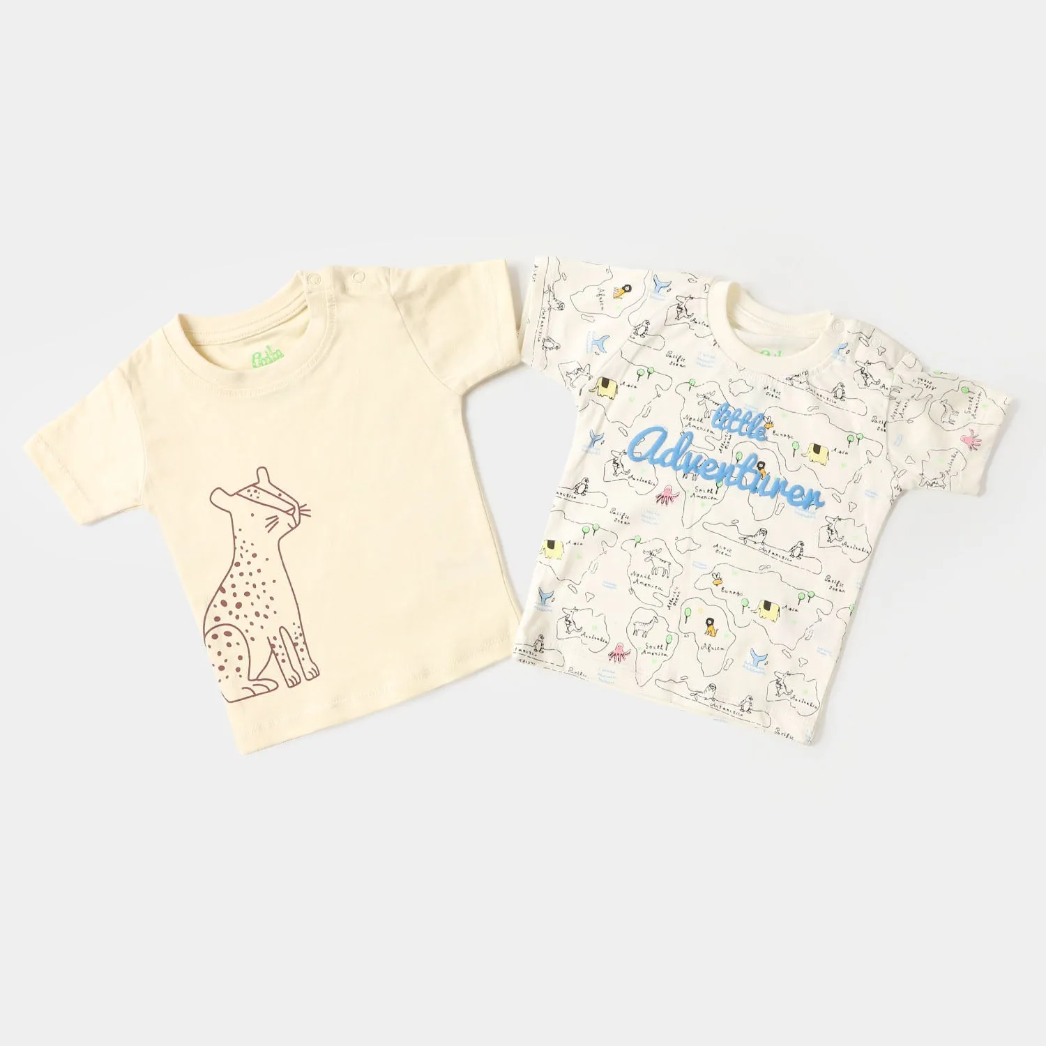 Infant Boys Cotton Set 2 PC Adventure & Tiger - Light Grey