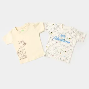 Infant Boys Cotton Set 2 PC Adventure & Tiger - Light Grey