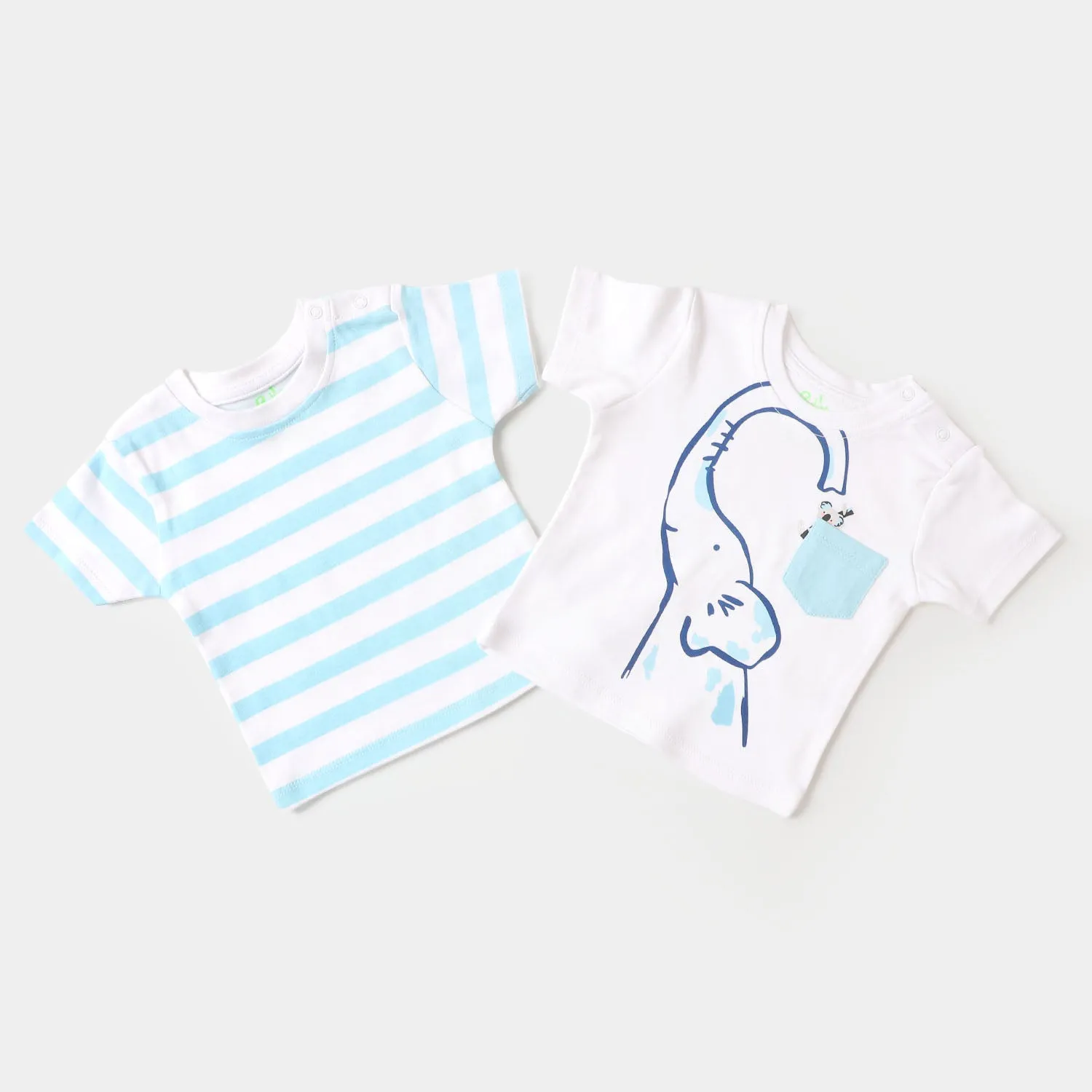 Infant Boys Set 2 PC Elephant & Striper - White
