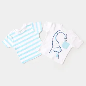 Infant Boys Set 2 PC Elephant & Striper - White
