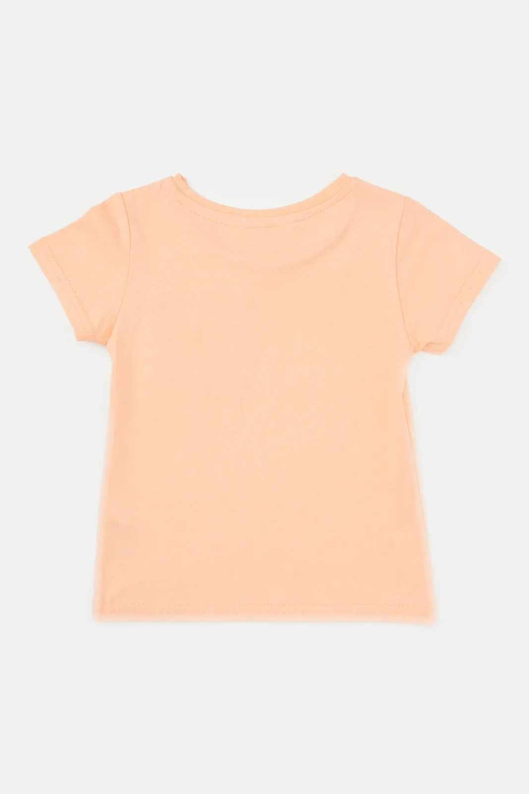 Infant Girls Peach Crochet Pocket T Shirt