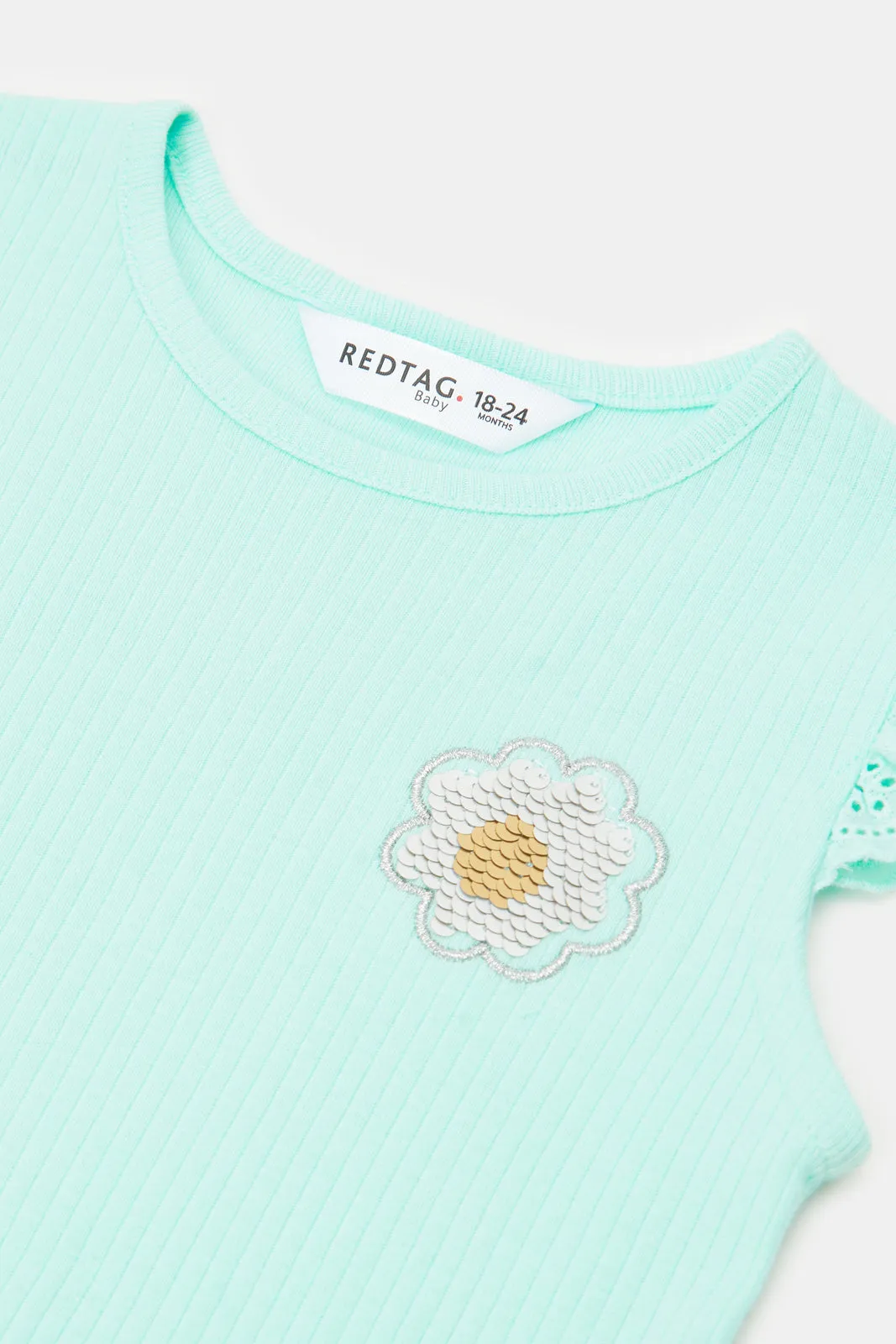 Infant Girls Teal Embroidered T-Shirts