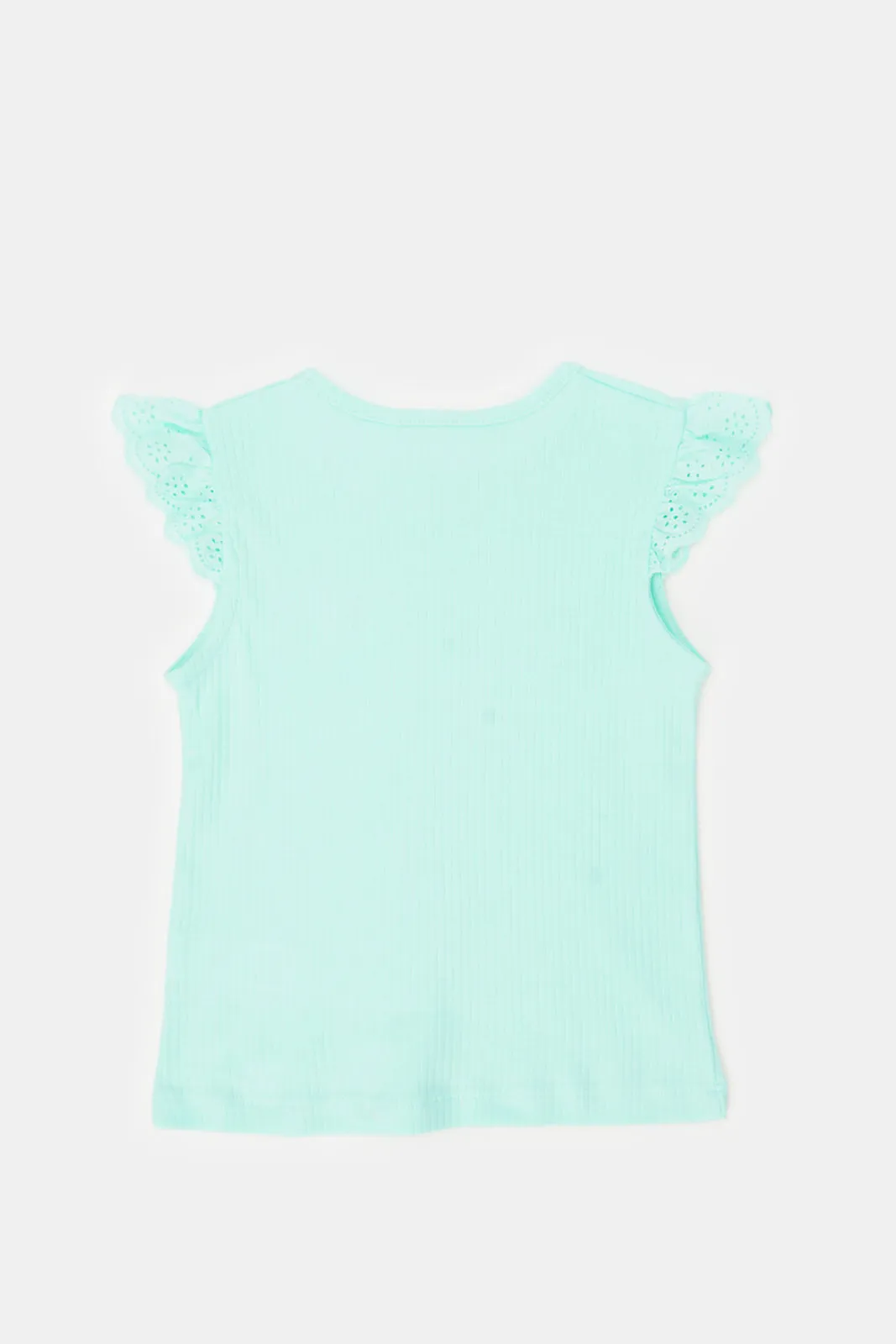 Infant Girls Teal Embroidered T-Shirts