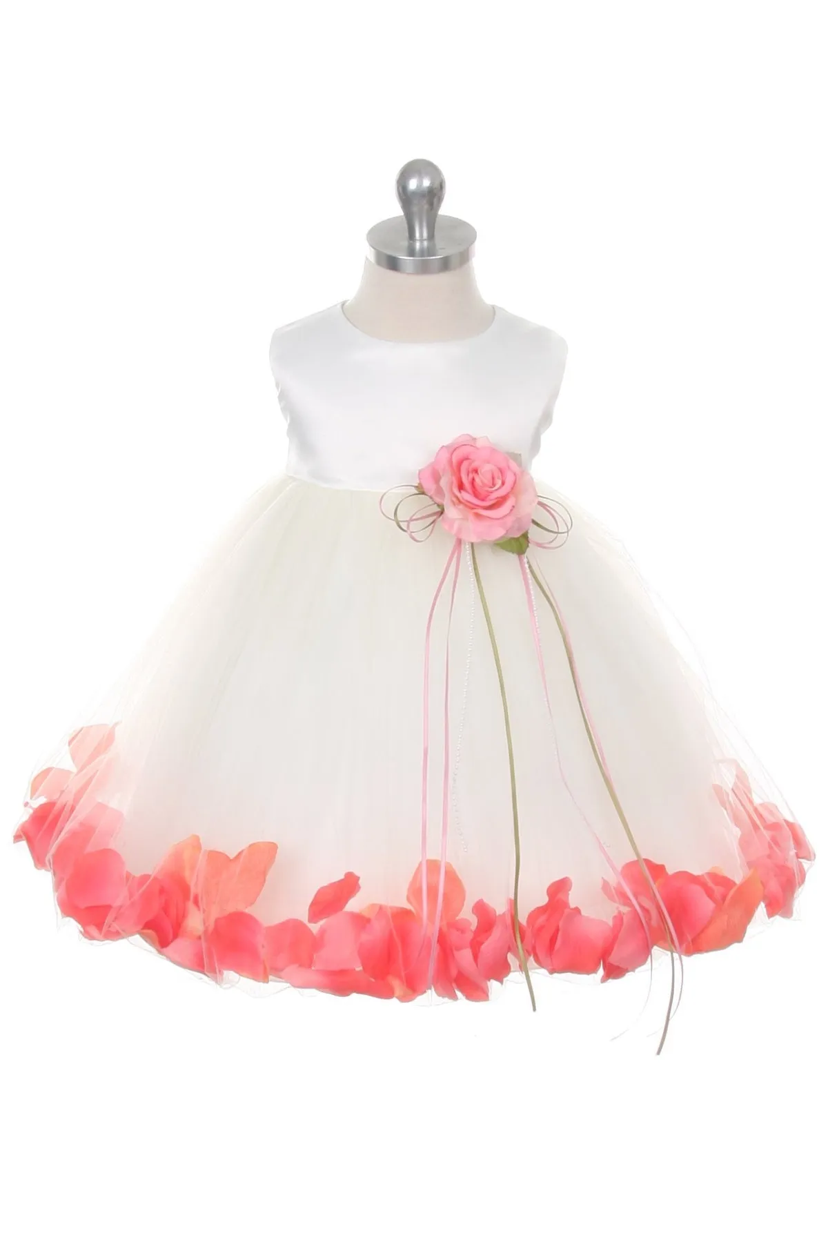 Ivory Satin Flower Petal Baby Dress
