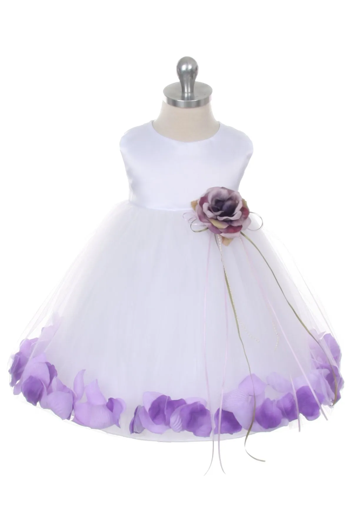 Ivory Satin Flower Petal Baby Dress