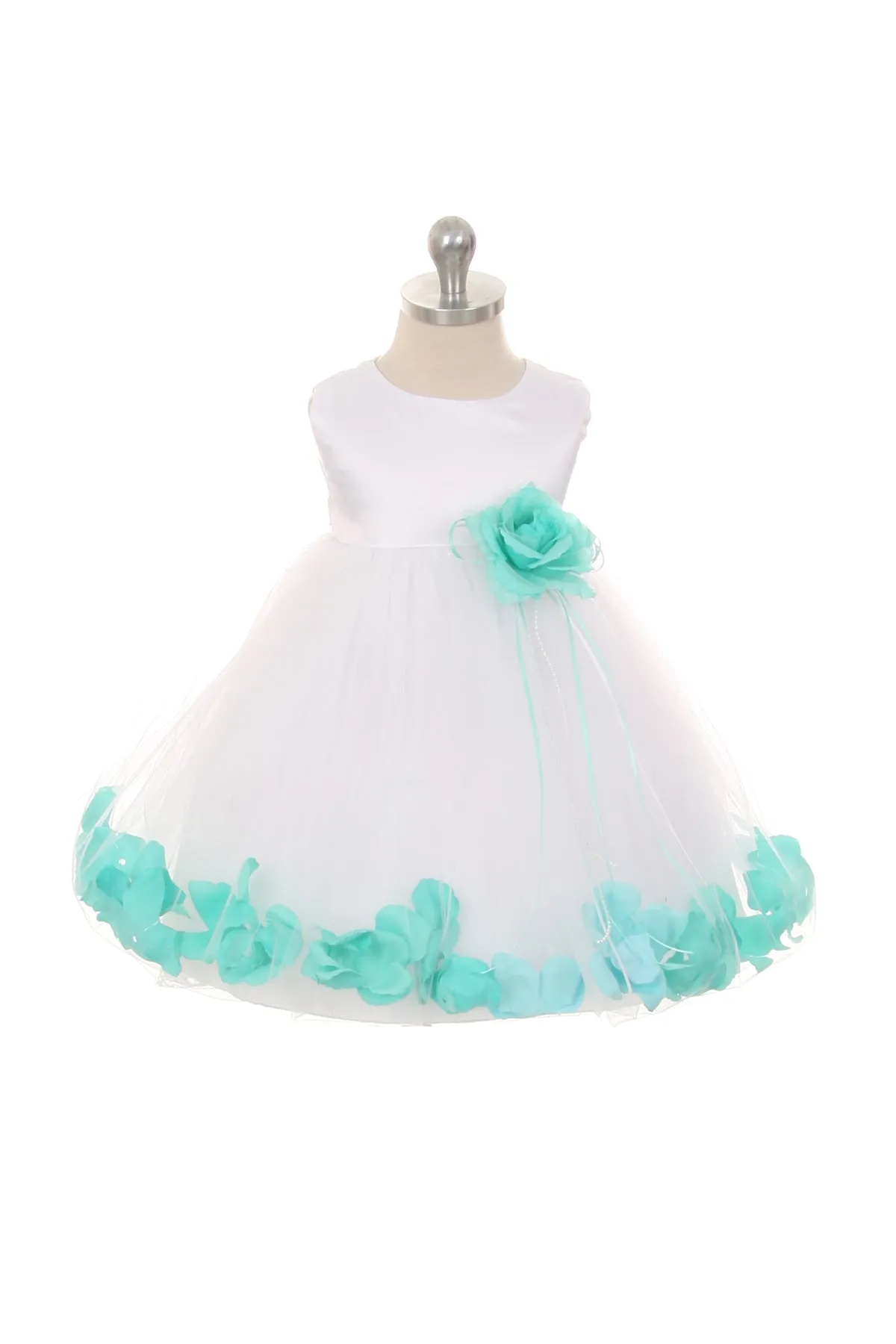 Ivory Satin Flower Petal Baby Dress