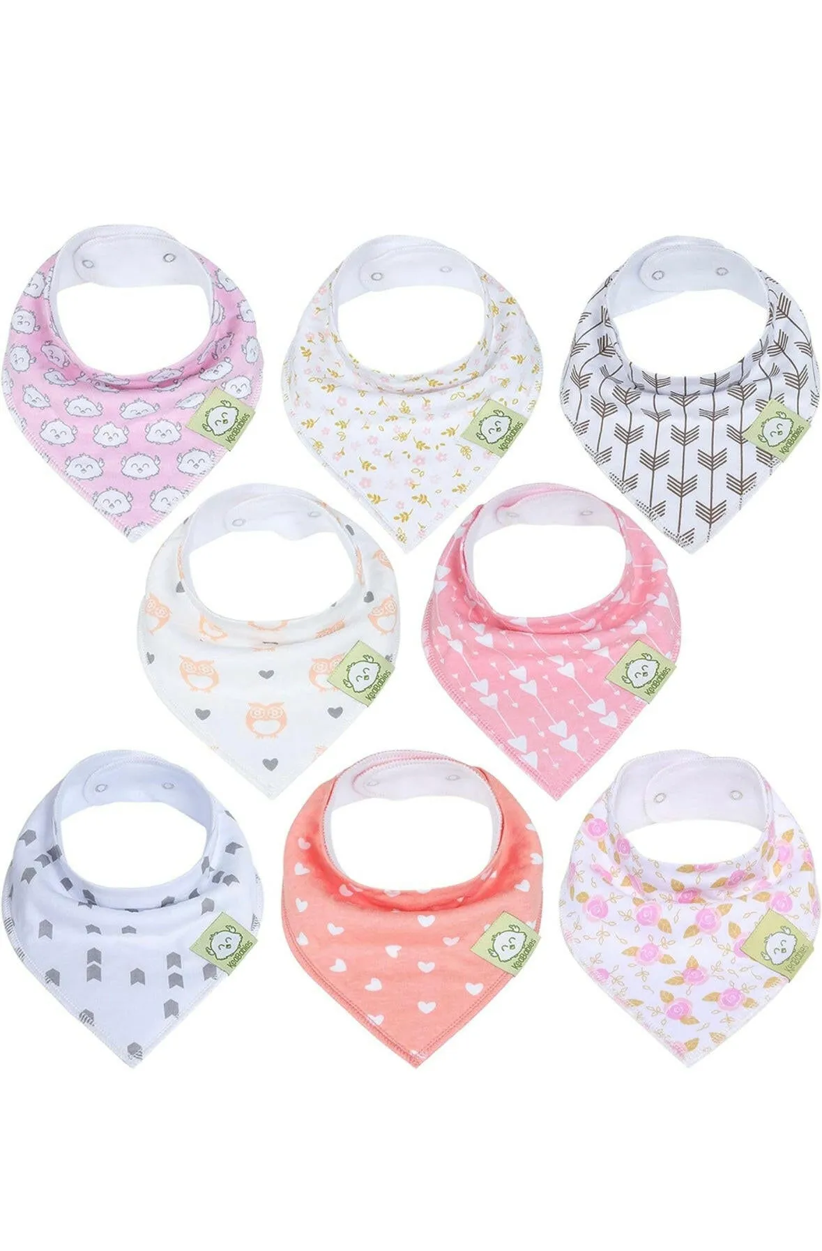 KeaBabies 8-Pack Bandana Bibs For Girls