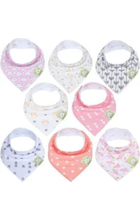 KeaBabies 8-Pack Bandana Bibs For Girls