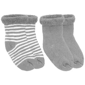 Kushies 2 Pack Terry Newborn Sock Set - Grey