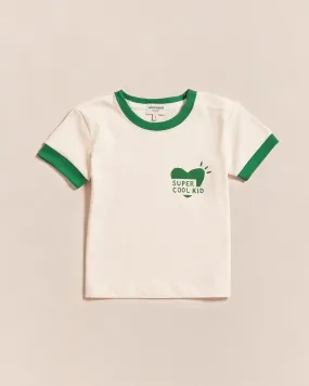 Le t-shirt coeur Super cool kid en coton bio - crème