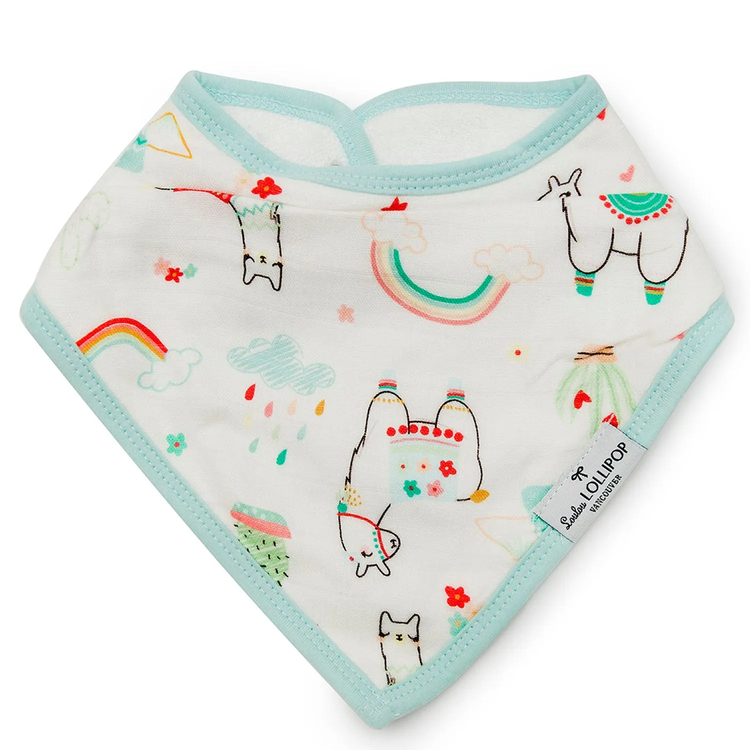 Loulou Lollipop Muslin Bandana Bib Set - Llama Rainbow