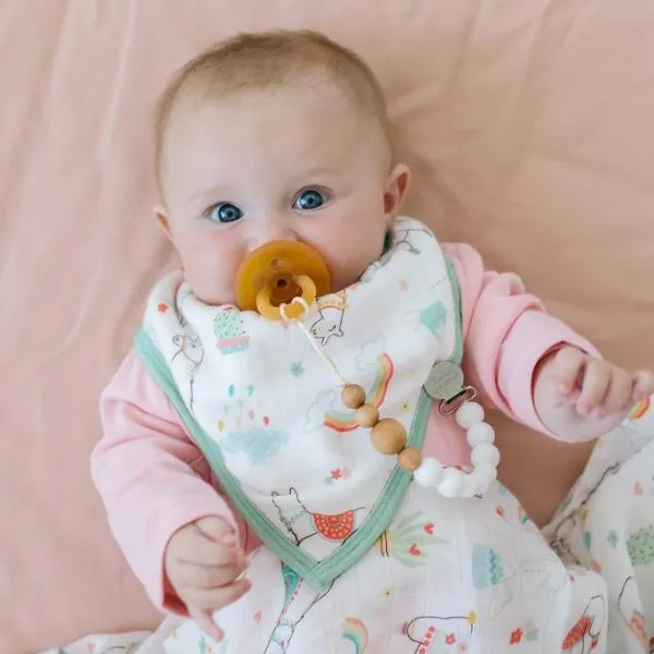 Loulou Lollipop Muslin Bandana Bib Set - Llama Rainbow