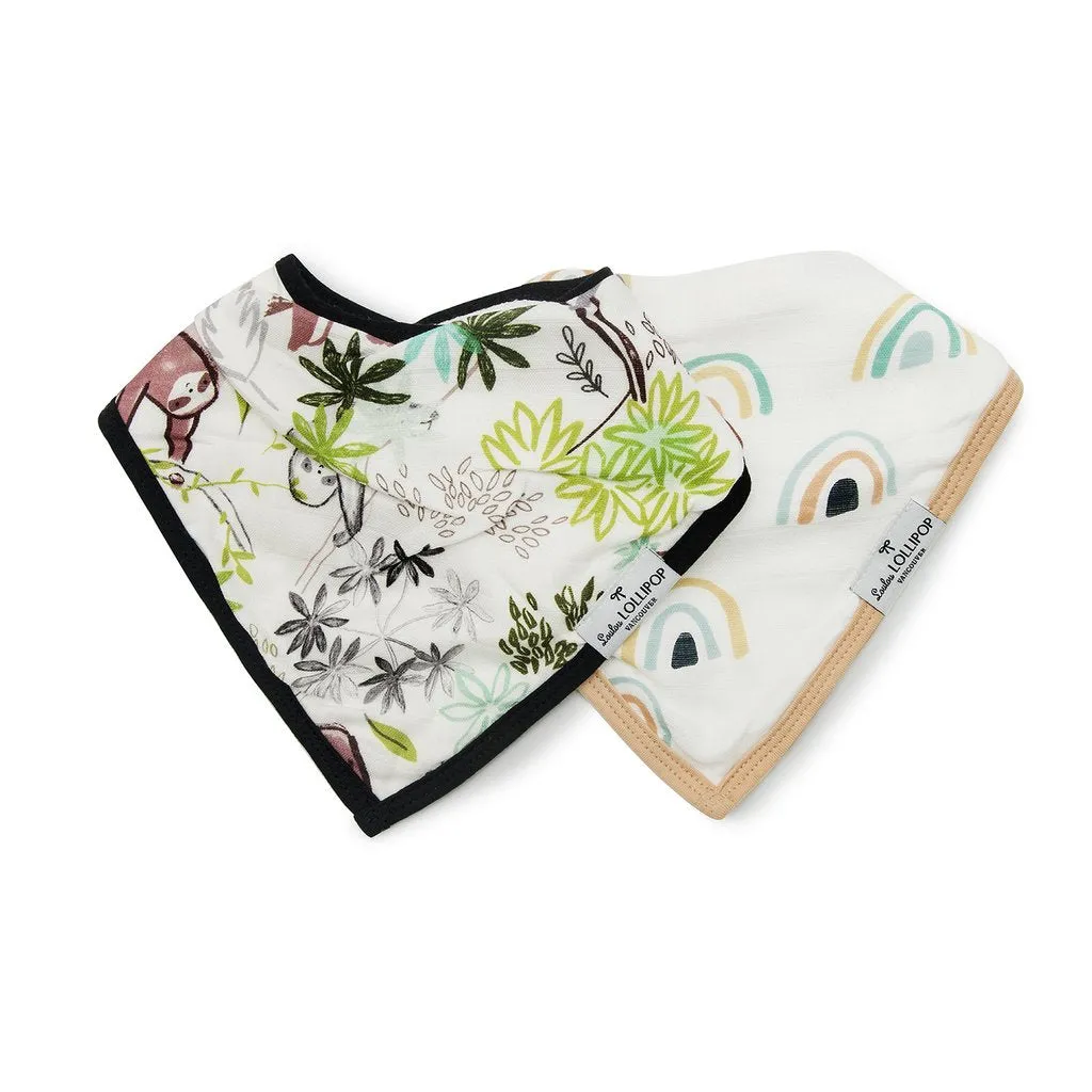 Luxe Muslin Bandana Bib Set - Sloth