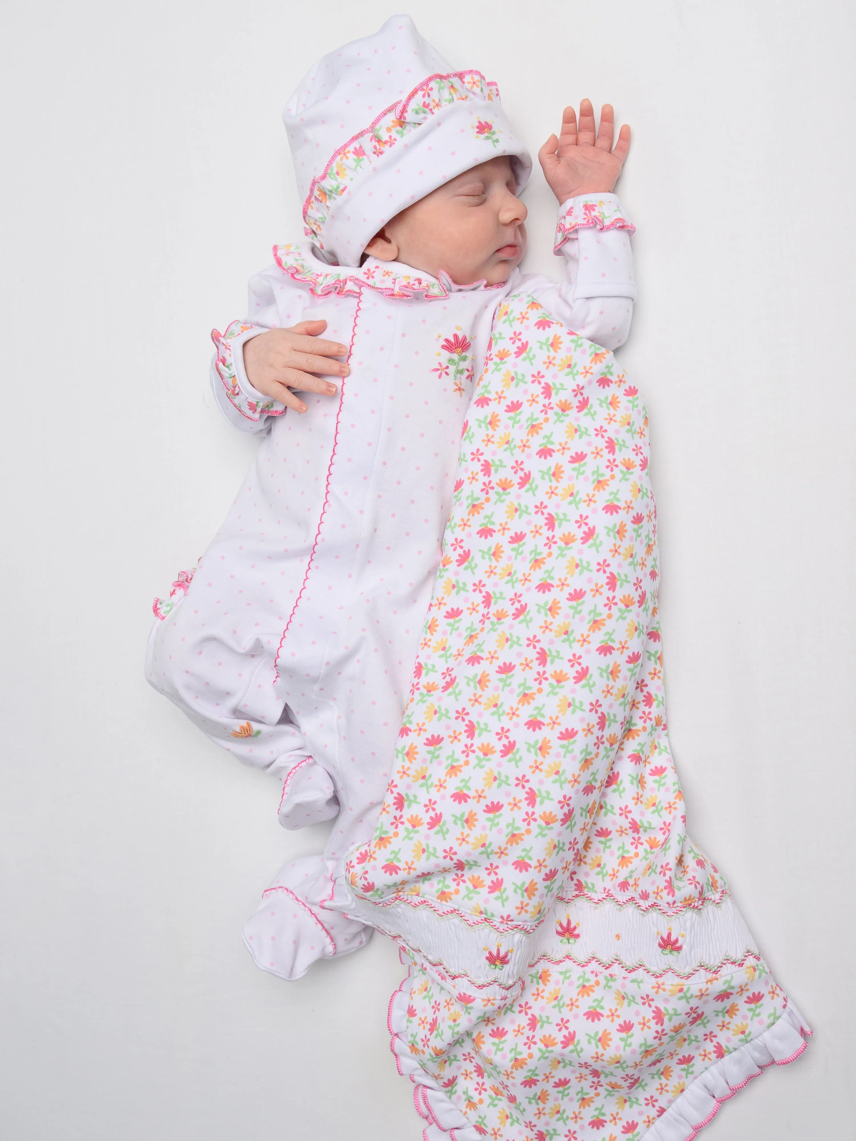 Magnolia Baby Baby Girls Embroidered Ruffle Babygrow in White
