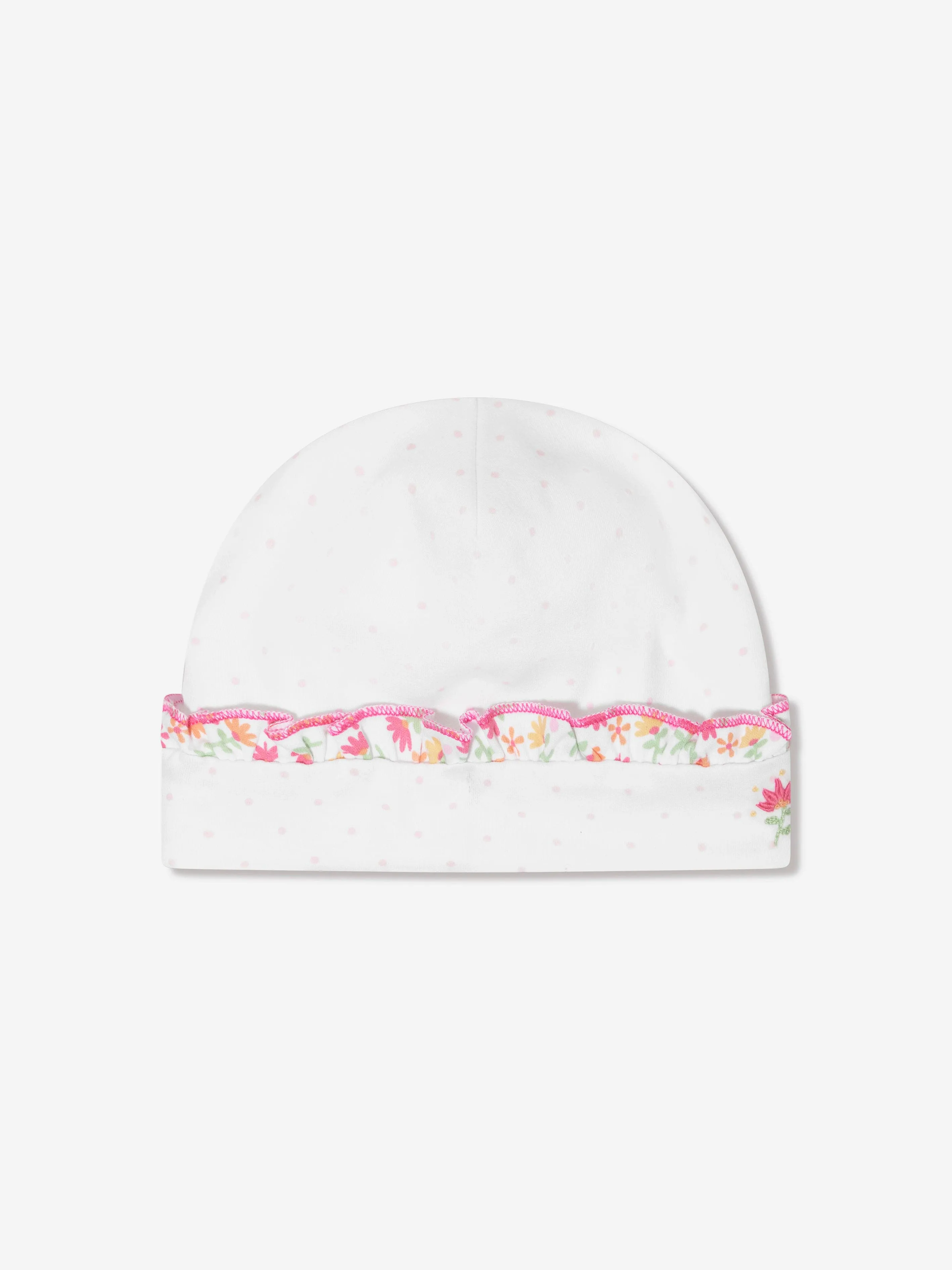 Magnolia Baby Baby Girls Embroidered Ruffle Hat in White