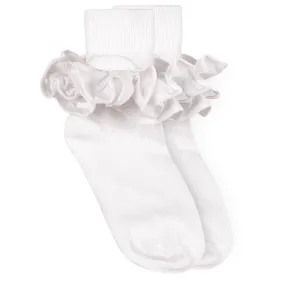 Misty Ruffle Lace Turn Cuff Socks 1 Pair - White