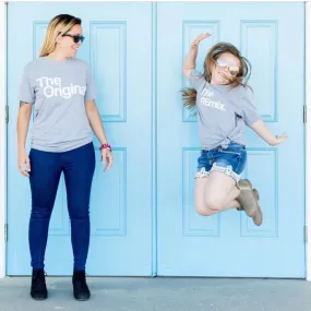 Mother   Daughter - Heather Grey Adult Tee & Kids Shirt - Set - The Original The Remix®