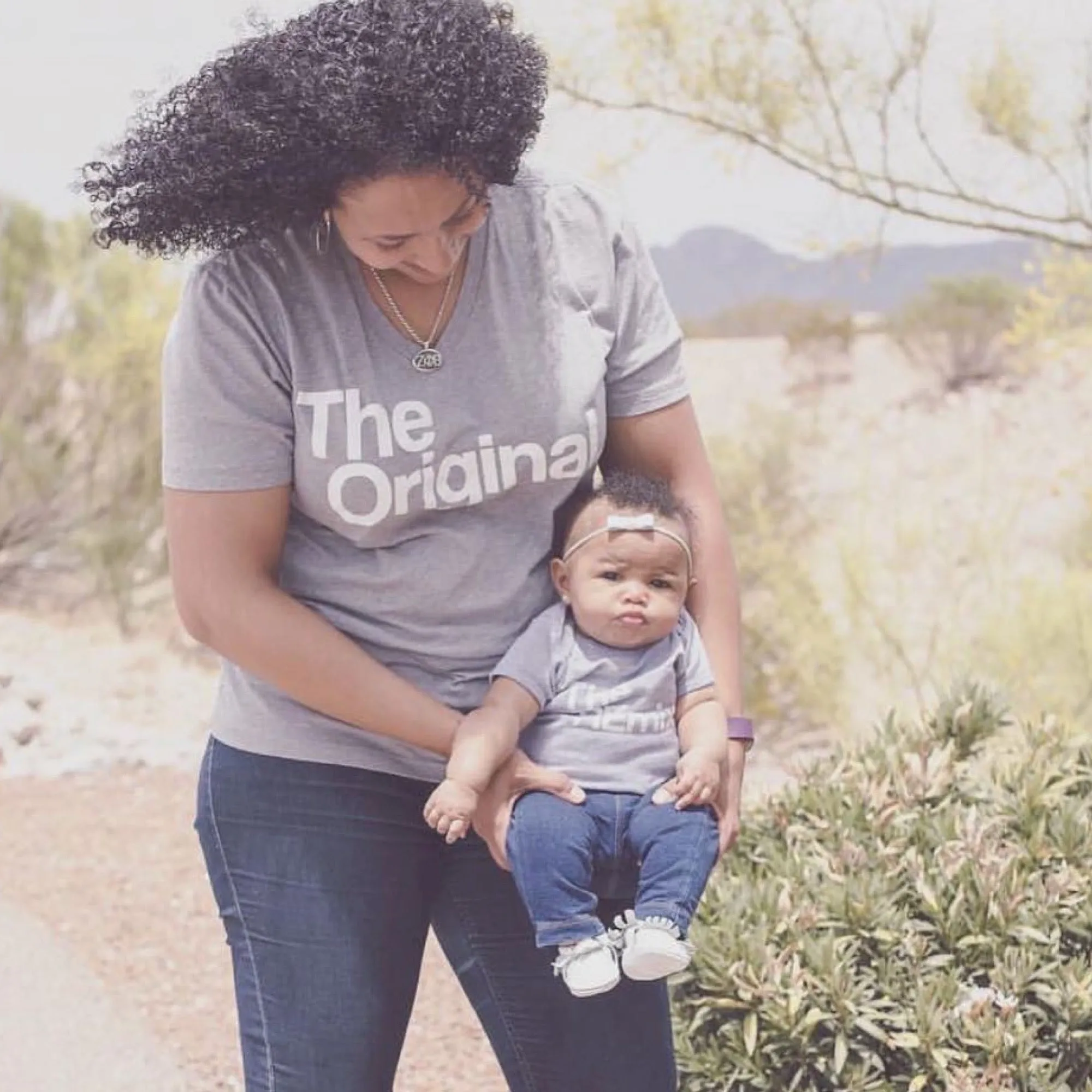 Mother   Daughter - Heather Grey Adult Tee & Kids Shirt - Set - The Original The Remix®