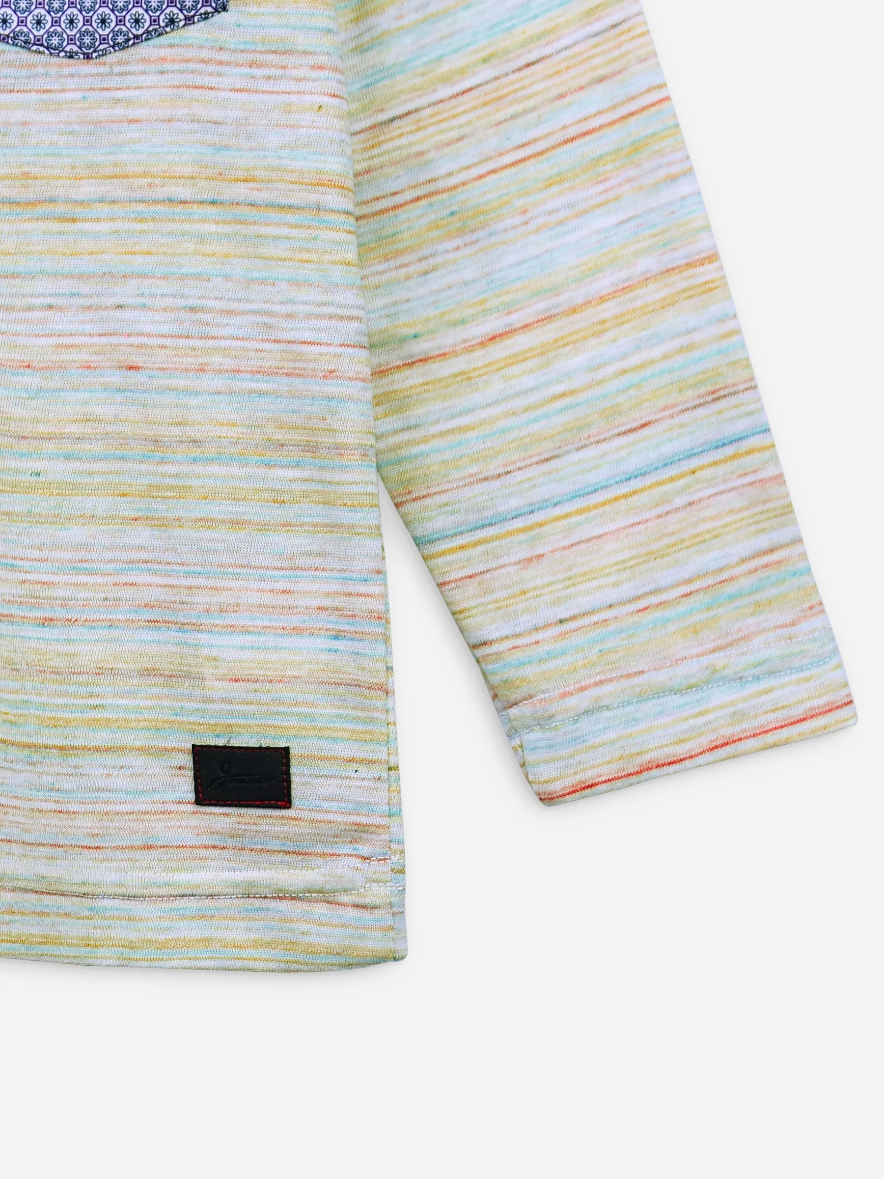 Multi Color Long Sleeve Casual T-Shirt With Pocket