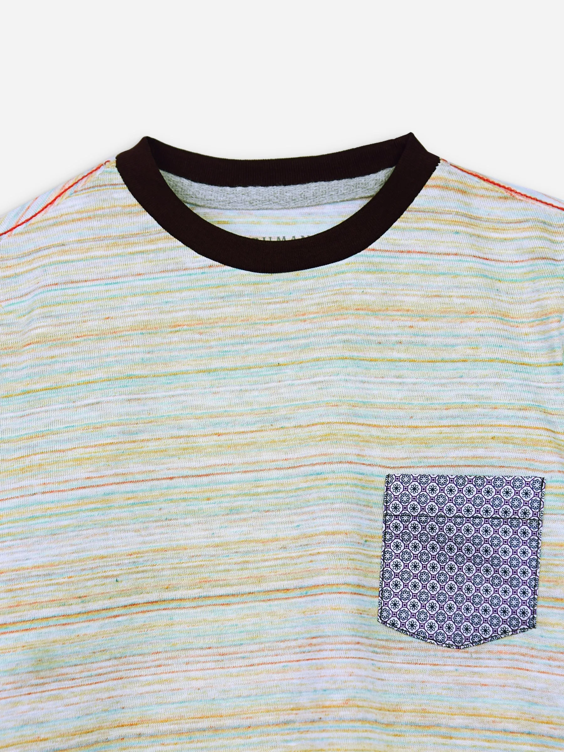 Multi Color Long Sleeve Casual T-Shirt With Pocket
